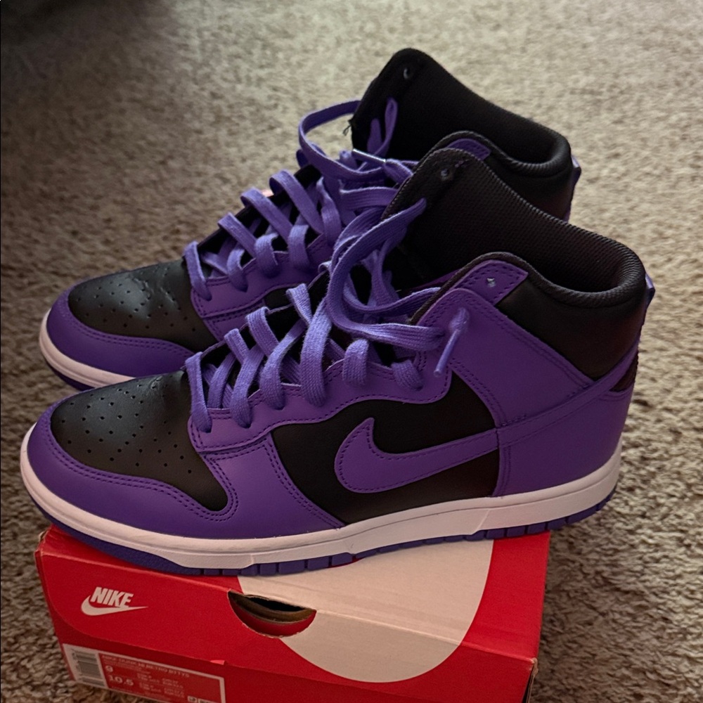 Nike Black and Purple High-Top Sneakers